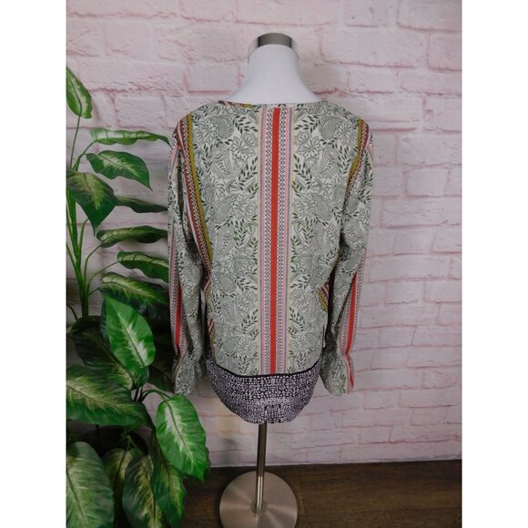 DR2 Boho Peasant Blouse Vintage Style Crochet Floral Print Top M - Picture 7 of 12